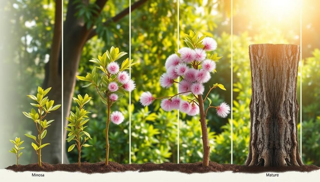 growth stages of mimosa trees