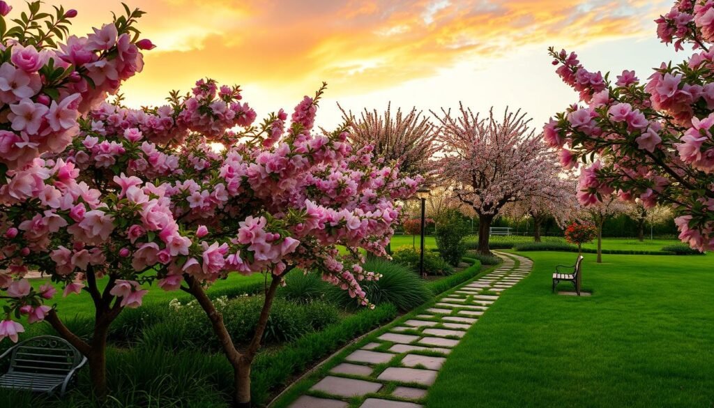 ornamental trees in a garden