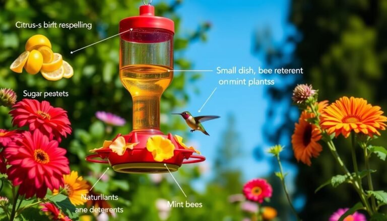 how to keep bees away from hummingbird feeders